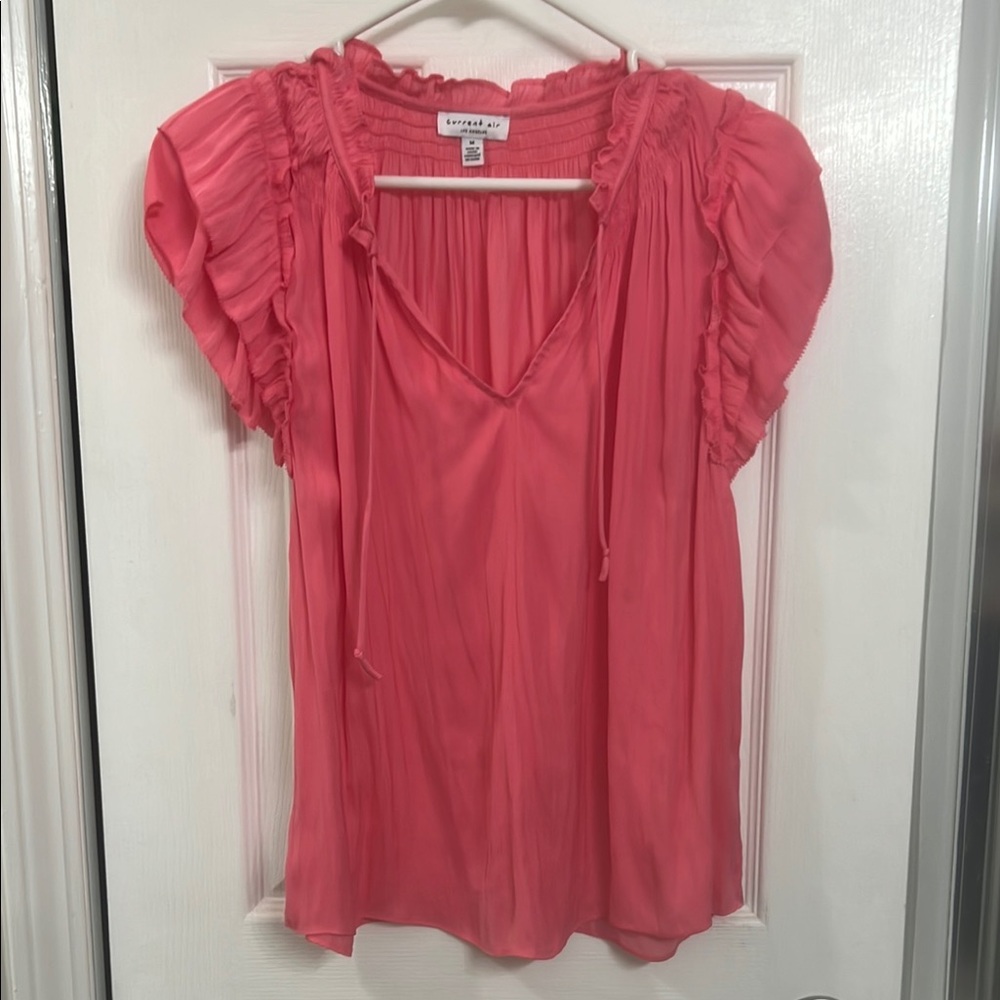 Current Air Pink Ruffle Sleeve Top